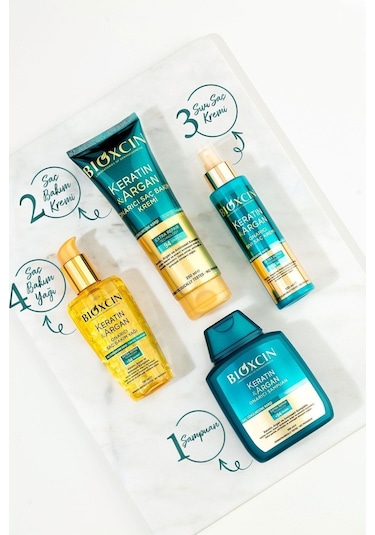 Keratin & Argan Onarıcı Şampuan 300ml + Kertin Argan Sıvı Saç Bakım Kremi