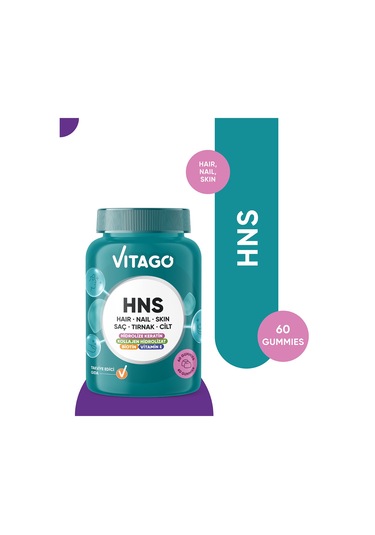 Vitago Hns Hair Nail Skin Biotin, Folik Asit, Vitamin E Ve Hidrolize Keratin İçeren 60 Adet Çiğnenebilir Gummies Form Takviye Edici Gıda