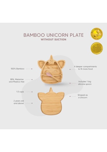 Citron Bölmeli Organik Bambu Çocuk Yemek Takımı - Unicorn 1073551