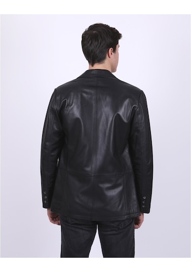 New Zaya Leather Erkek Blazer Deri Ceket Hakiki Deri Siyah