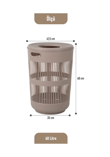 İronika Solara İkili Dekoratif Kirli Çamaşır Sepeti Seti Oyuncak Sepeti 60 - 22 Litre Kahve Kahve