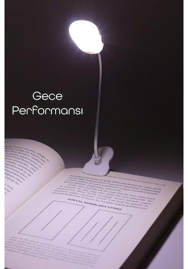 4 Adet Kitap Okuma Işığı Mandallı Çok Fonksiyonlu Led Mini Çalışma Lambası Pilli Spiral Gövde 168b Beyaz