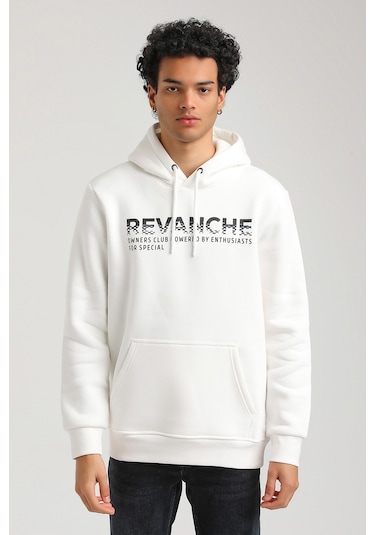 Kapüşonlu Ekru Slim Fit Hoodie 23fwm64062-ekru Ekru