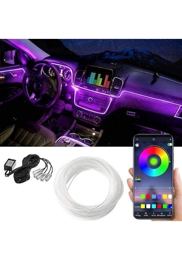 Araç İçi Atmosfer Ambiyans Led Neon İp Led RGB App Kontrollü 5 P