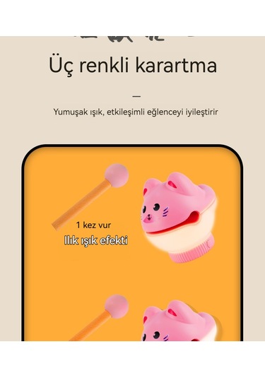 Sarıyaratıcıkedi Görseli Başı Gece Lambası T001 Sarı