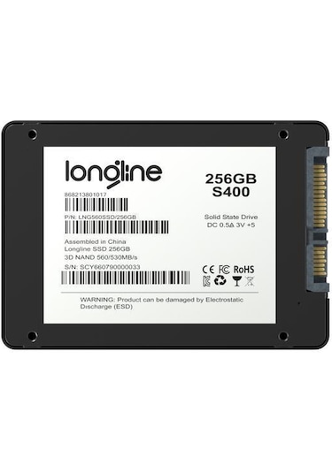 Longline LNG560SSD/256GB 256 GB 2.5" Sata 560/530MB/s 3D NAND SSD