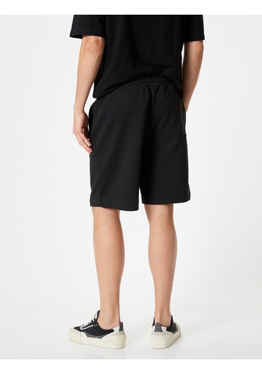 Koton Bermuda Şort Beli Bağcıklı Cep Detaylı Siyah 4sam40020mk Siyah