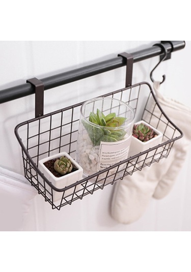 Suntek Asılı Duvar Sepeti Metal Tel Organizatör Çamaşır 10x10x25cm Siyah