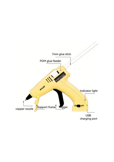 Honeybeeshop Hafif Kablosuz Sıcak Yapıştırıcı Pompası Usb Şarj Edilebilir 30 Yapıştırıcı Çubuğu El Sanatları Dıy Yeşil