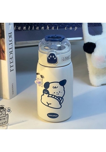 Sevimli Su Bardağı Ayı Pençesi Saman Termos Bardak C9s5uı Açık Mavi