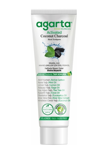 Agarta Doğal Hindistan Cevizi Özlü Aktif Karbon Diş Macunu 100 ML