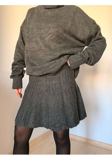 Ali Butik Antrasit Balıkçı Yaka Triko Takım Antrasit