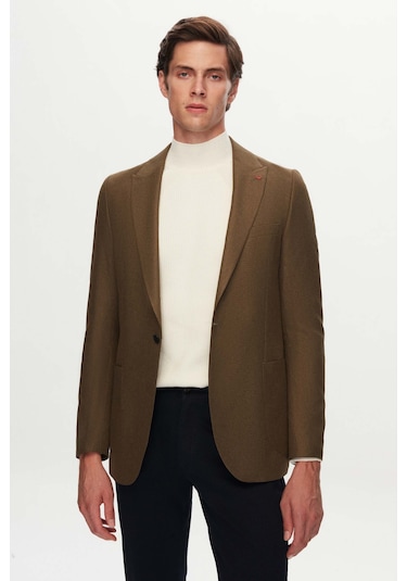 D's Damat Slim Fit Yeşil Armürlü Kumaş Ceket 3ef04r107409m Yeşil