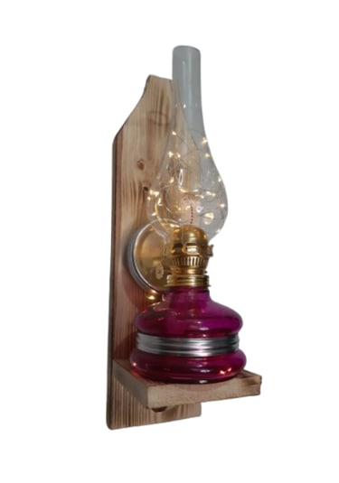 Peri Ledli Gaz Lambası Aplik Ahşap