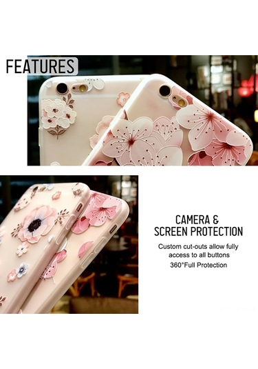 Suofeng Tpu Mat Kapak İphone Uyumlu 6/7/8/x/xs/xr/xs Max/11/11 Pro/11 Pro Max İçin Pembe Çiçek Desenli, Şok Emici, Tam Korumalı, Anti-kayma Telefon Kılıfı