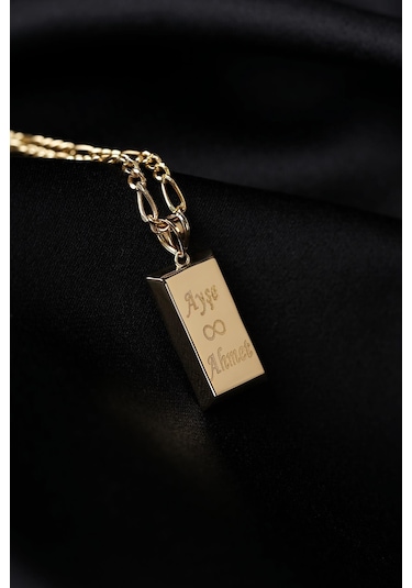 14 Ayar Altın Külçeli Figaro Zincir Erkek Kolye Pembe Altın