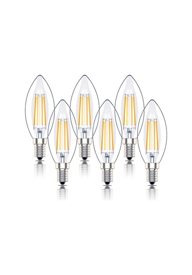 E14 Kısılabilir Led Mum Ampulü, Ses Filament Küçük Edison Vidalı Ampul, 4w - 40w Eşdeğeri, Sıcak Beyaz 2700k, 400lm, 6'lı Paket