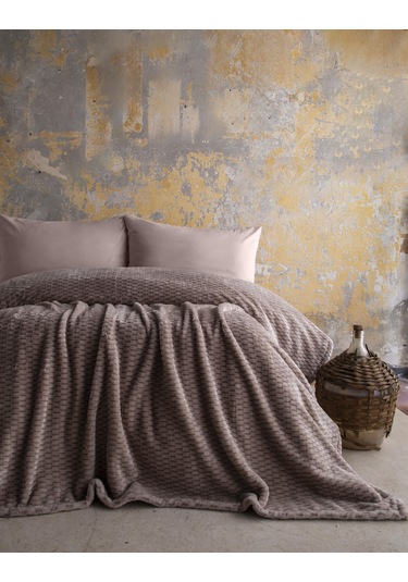 Çift Kişilik Trusty Vizon Jakar Desen Battaniye 200x220 Cm Vizon