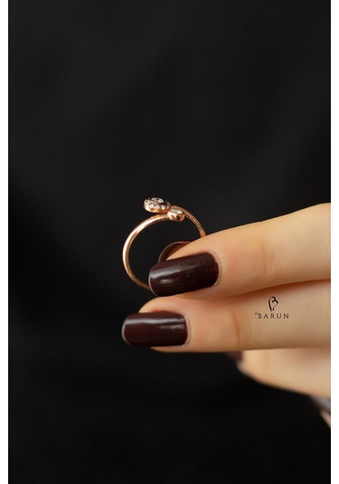 Yuvarlak Tek Taş Elmas Model 925 Ayar Ayarlanabilir Gümüş Yüzük