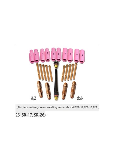 Fortunelane Tıg Kaynak Wp17/18/26 İçin 16 Parça Seti: 1.6-2.4-3.0 Mm Tutucular, Wt20 Tungsten Tutucu, Her Birinden 4 Adet