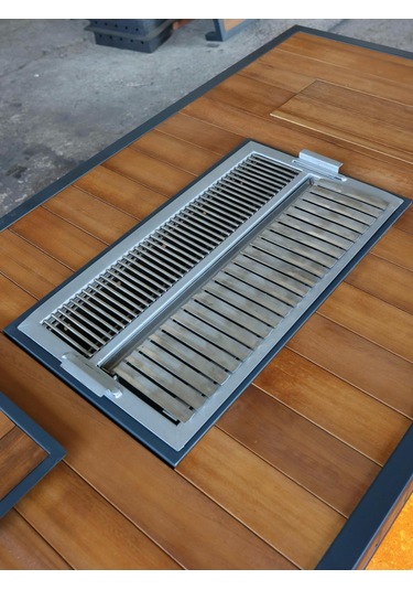 Buz Hazneli İroko Ahşap Mangallı Masa Ahşap