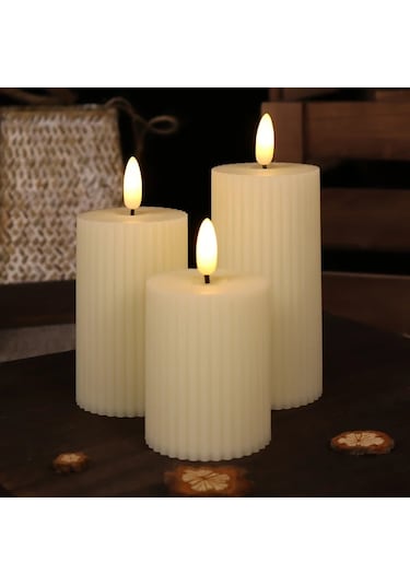 Willowhaven Dişli Mor Beyaz Led Mum, Pilsiz Alevsiz Dekor, 1 Adet 5x9cm Beyaz