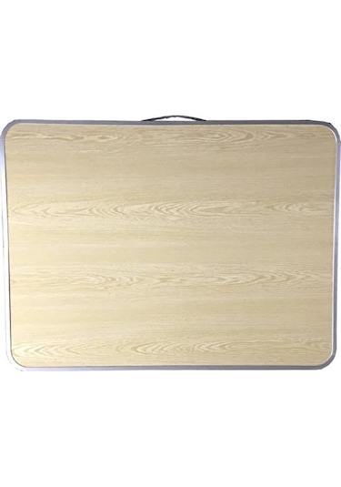 Katlanır Kamp Masası 80x60 cm Plaj masası Bahçe Masası Ahşap - Gri
