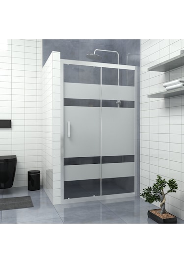 Tekno Duş Silver Capello 6mm Kumlamalı Cam 1 Sabit 1 Sürgü İki Duvar Arası Duşakabin Beyaz - Şeffaf