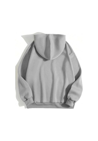 Erkek Düz Kapüşonlu Sweat - Boyalı Gri Boyalı Gri