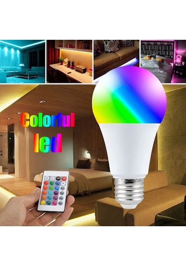 Kumandalı, 20 Farklı Işık Renkli, Çakar Mod Özellikli Akıllı Led Ampul, Çok Kaliteli Rgb E-27 Ampul