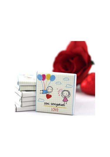 Dark Brown Seni Seviyorum Yazılı Madlen Bitter ve Sütlü Çikolata 72 Adet