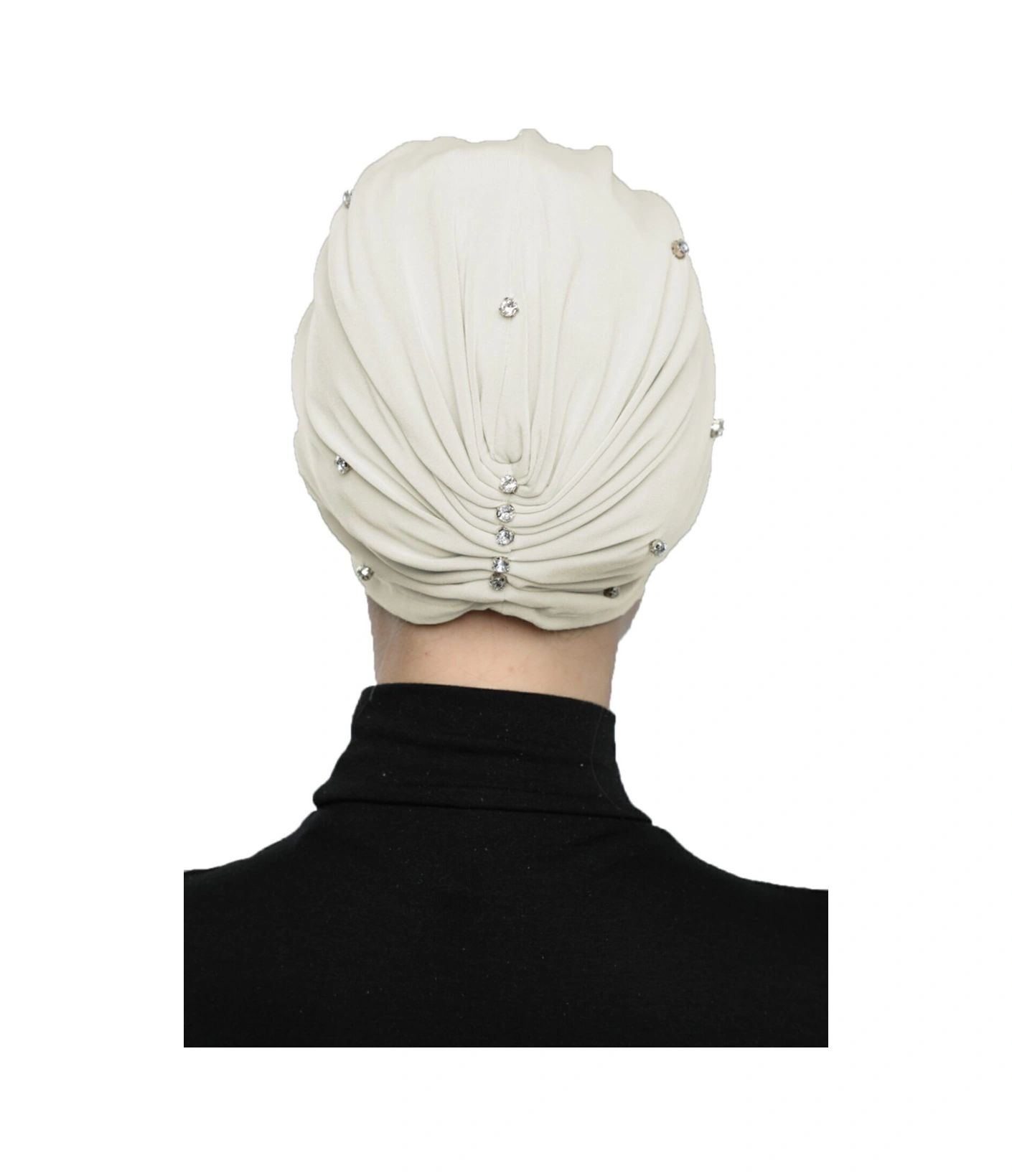 Zeni Taşlı Astarlı El Işi İşlemezeni Taşlı Krem Hazır Türban Tesettür Abiye Bone Krem