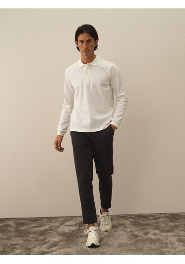 Xint Pamuklu Slim Fit Basic Polo Tişört 24Ke02502056-004 Beyaz Xint Pamuklu Slim Fit Basic Polo Tişört 24Ke02502056-004 Beyaz