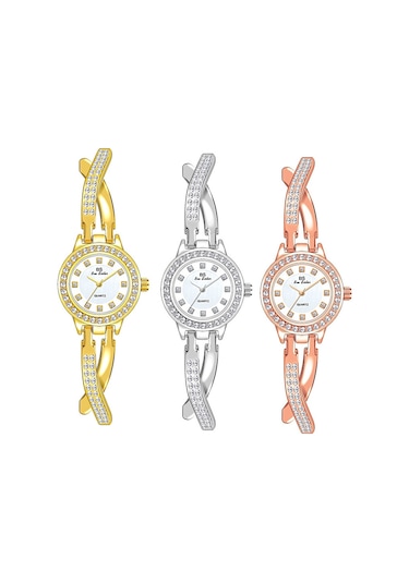 Sones Roma Desenli Elmas Kadın Kuvars Saat, Renk: Gül Altın