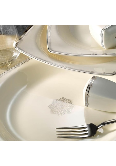 Kütahya Porselen Bone Mare 62 Parça 139720 Desenli Yemek Takımı