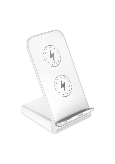 Yifomall 15w Hızlı Şarjlı Dikey-yatay Masaüstü Telefon Tutucu, İki Bobinlu Kablosuz Şarj Cihazı, Type-c Port, Beyaz