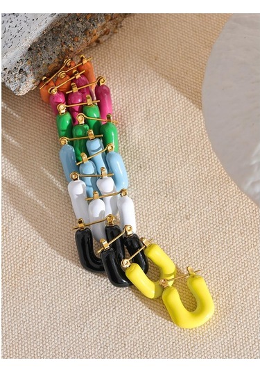 Mavi Eetit 7 Renk Şeker Emaye Paslanmaz Çelik Kare Tıknaz Hollow Y2k Hoop Küpeler 2023 Trendy Dopamin Takı Kadınlar Gala Hediye Çok Renkli