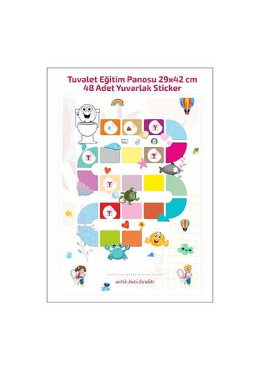 Eğlenceli Ve Eğitici Tuvalet Eğitimi Sticker Panosu 29x42cm Pcv K