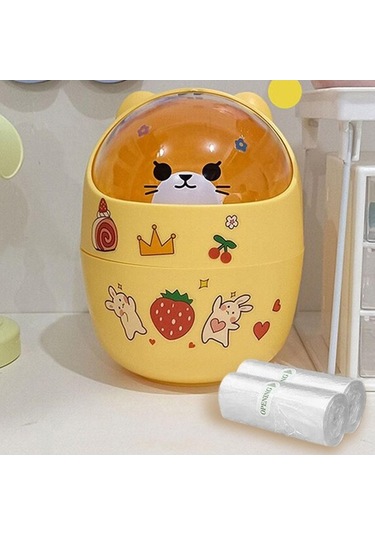 Pazly Suntek Sepeti Sarı Minik Mini Kutusu Konteyner Kalemlik Ev Çöp Ayı İy Sarı