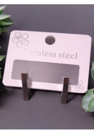 Minimal Kare Çelik Küpe Metalik