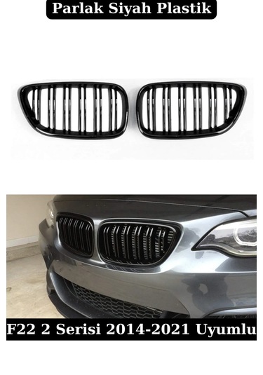 Bmw F22 M2 Ön Panjur Böbrek Çift Çizgi Parlak Siyah 14-21