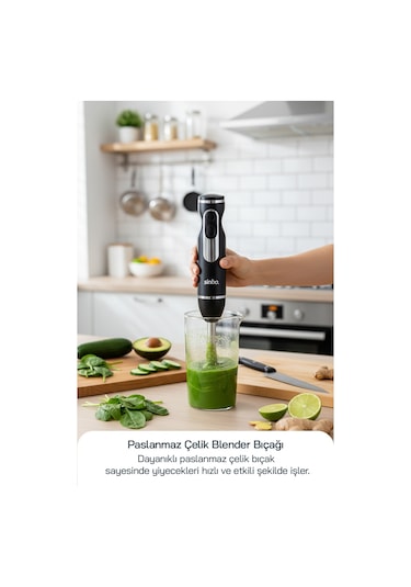 Sinbo SHB-7513 500 W Paslanmaz Çelik Bıçaklı El Blenderı