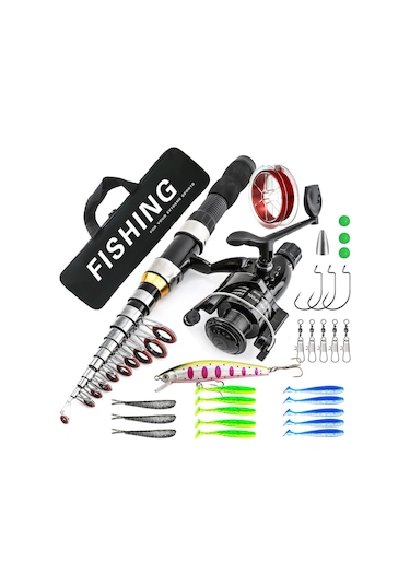 Valkyrie 1. Kalite Tam Takım Balık Olta Seti 2.3m Çantalı Aksesuarlı 10 Boğum Teleskopik Kamış Cb240 Motor