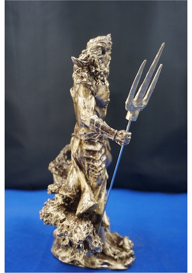 Mitolojik Tasarım Poseidon - Ev Ofis Dekoratif Hediyelik Aksesuar 26 Cm Altın