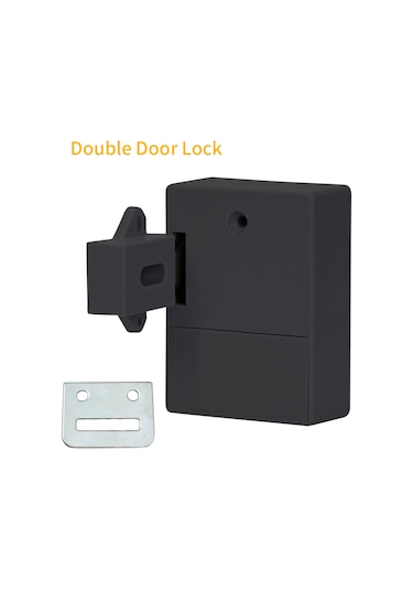 Akıllı Sensörlü Dolap Kilidi Yapışkan Gizli Çekmece Kilidi Ayakkabı Dolabı Gardırop Banyo İndüktif Dijital Kilit Çift Açılan Kapı İçin Siyah T3