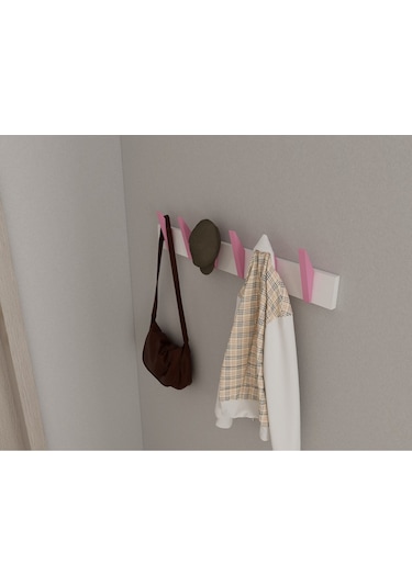 Hepsi3boyutlu Modern Duvar & Kapı Kanca Askılık - 6 Adet Pembe Kanca Askılık - Model No : 4 Pembe