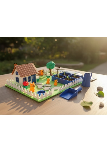 Kutpia Mini Bahçe Çocuk Oyun Ve Eğitim Seti 25x19cm - Sevimli Kediler Mavi