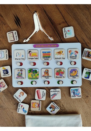 Sorumluluk Ve Görev Tablosu - Montessori Eğitici Ve Eğlenceli Ahşap Oyuncak