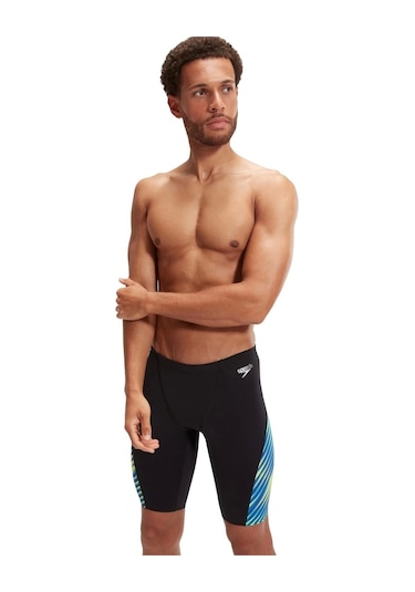 Speedo Allover Digital V-cut Jam-mer Erkek Yüzücü Mayosu Siyah-mavi Siyah