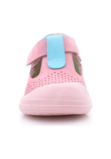 Rakerplus Shaun Hakiki Deri Pembe Mavi Cırtlı Anatomik Bebek Sandalet Pembe